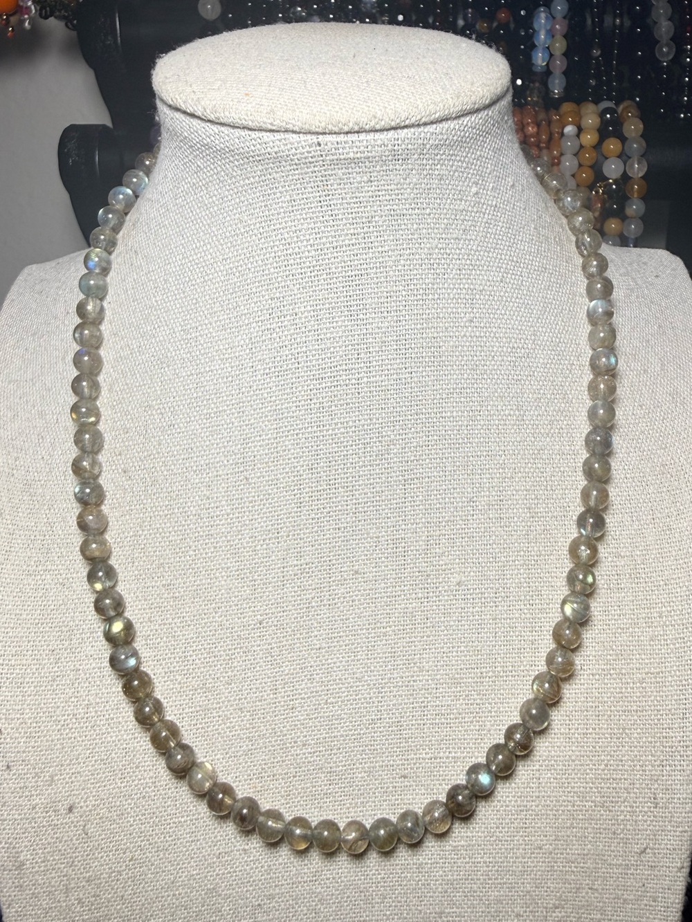 6mm Labradorite Necklace 16.5” Genuine Gemstone